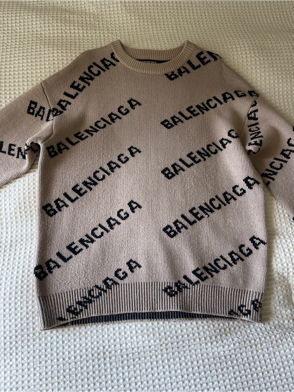 Balenciaga All Over Sweater Brown Tan Beige, Large